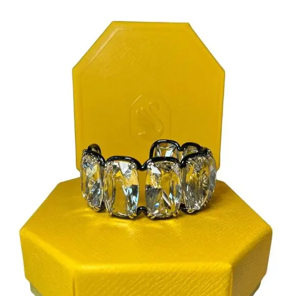 Swarovski Harmonia cuff Oversized floating crystals, White Small Bracelet